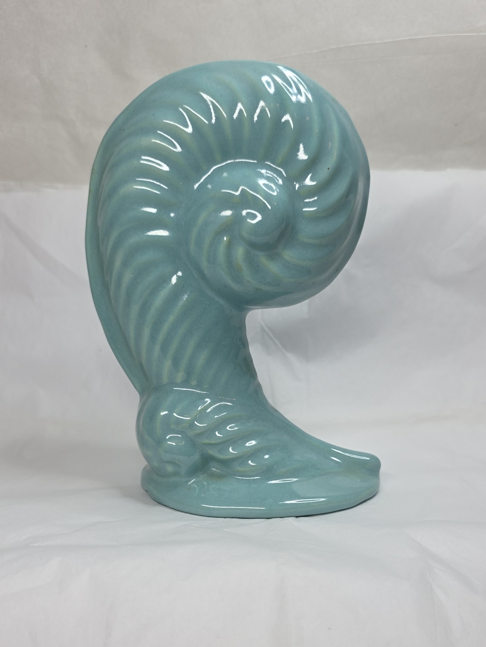 MCM Seafoam Ceramic Nautilus Bud Vase